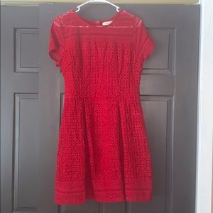 Short sleeve, lace detail, pleated skirt dress